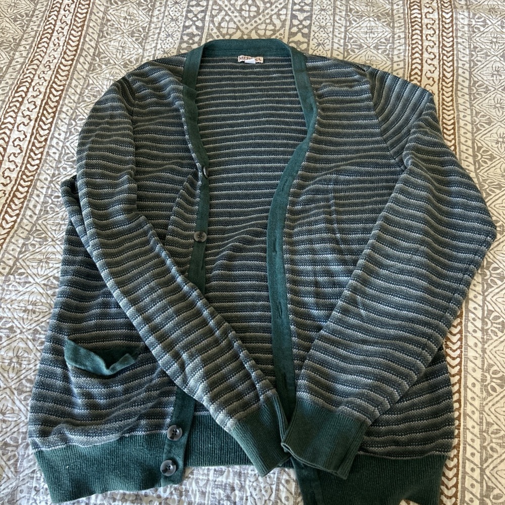 Merona Green Striped Men's Cardigan